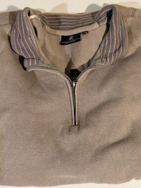 Beverly Hills Polo Club Men's Taupe Zip-Neck Sweater